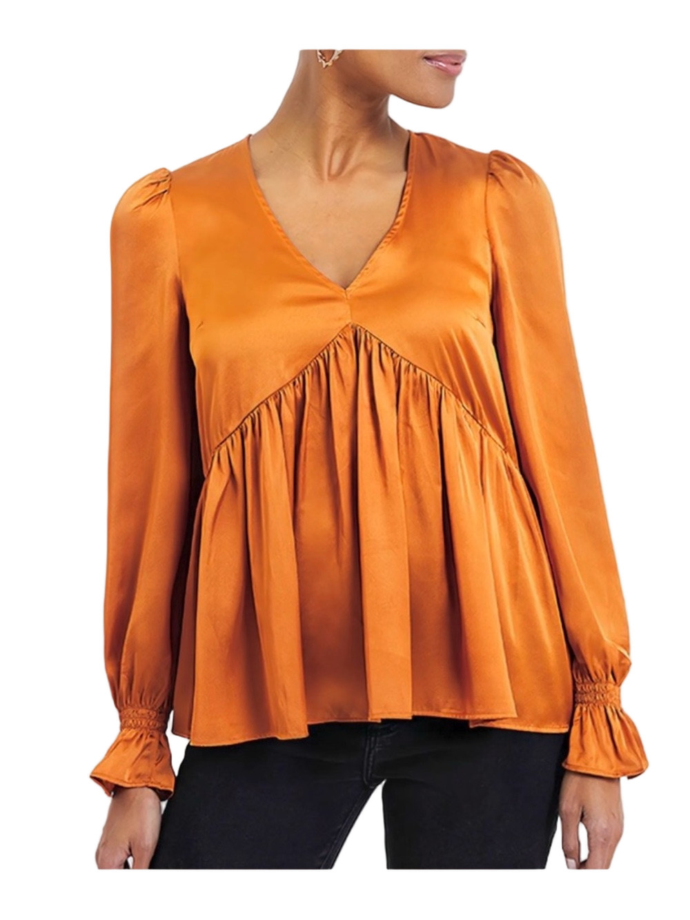 French Connection caramel satin blouse